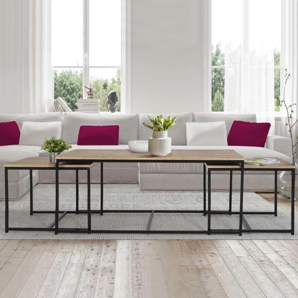 Set di 3 tavolini bassi 113 cm con design industriale DETROIT