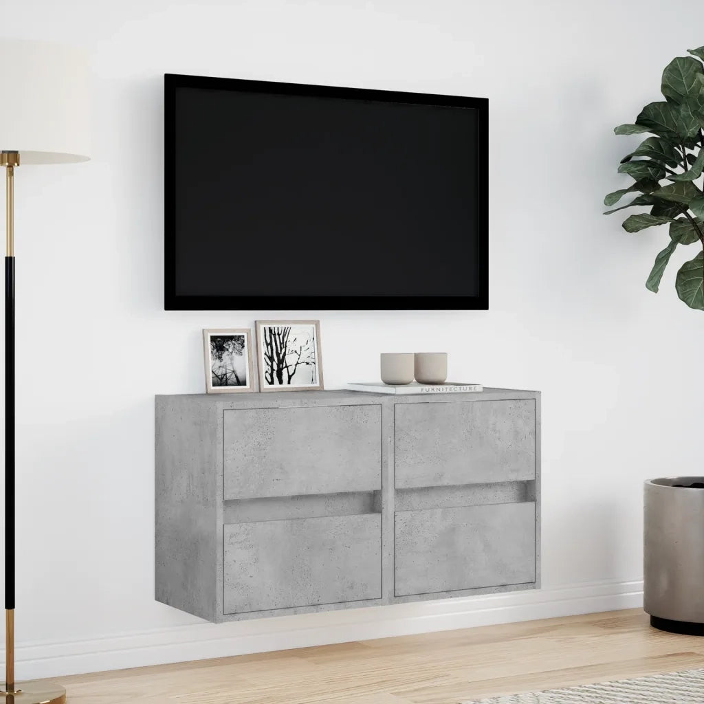 Mobili TV a Parete con Luci LED 2pz Grigio Cemento 41x31x45 cm 852278