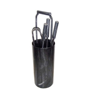 C SET ATTREZZI CAMINO C/CONTENITORE 5 PZ- 1,0 pz