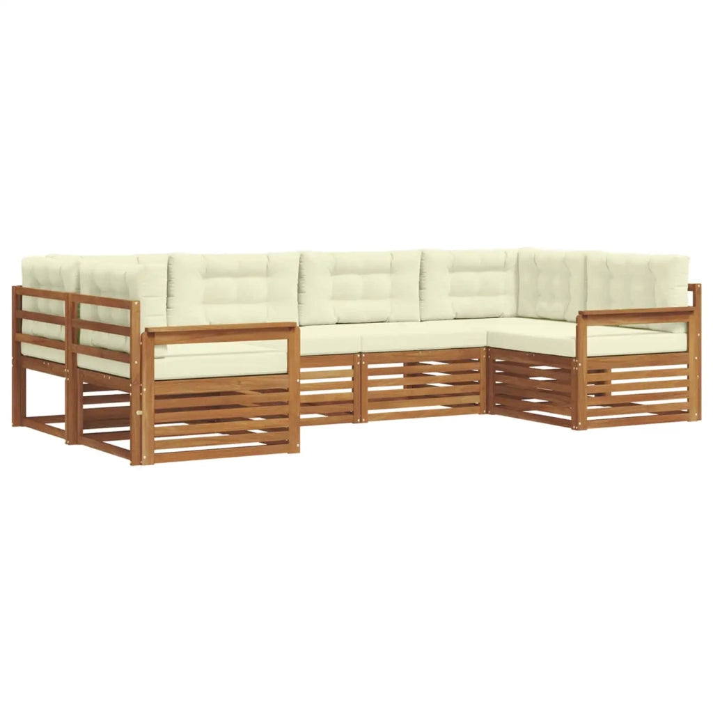 Set di divani da esterno con cuscino 6 pcs Naturale e Crema