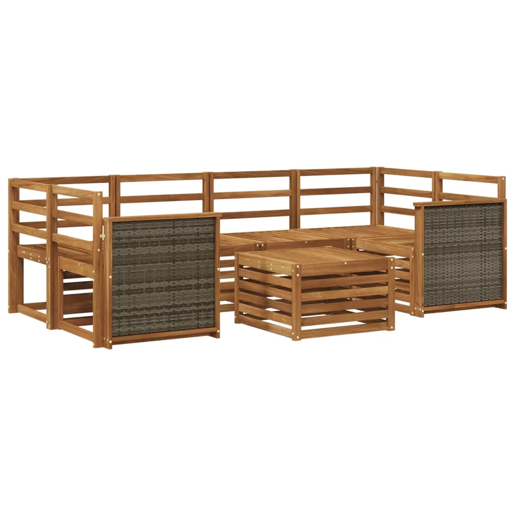Set di divani da esterno 7 pz Naturale Legno di Acacia Massello 3384075