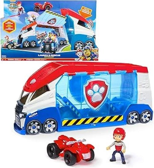 PAW Patrol, PAW Patroller trasformabile con lanciatore per veicoli, luci e suoni, personaggio di Ryder e quad giocattolo