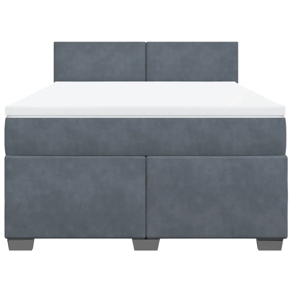 Giroletto a Molle con Materasso Grigio Scuro 160x200 cm Velluto 3286349