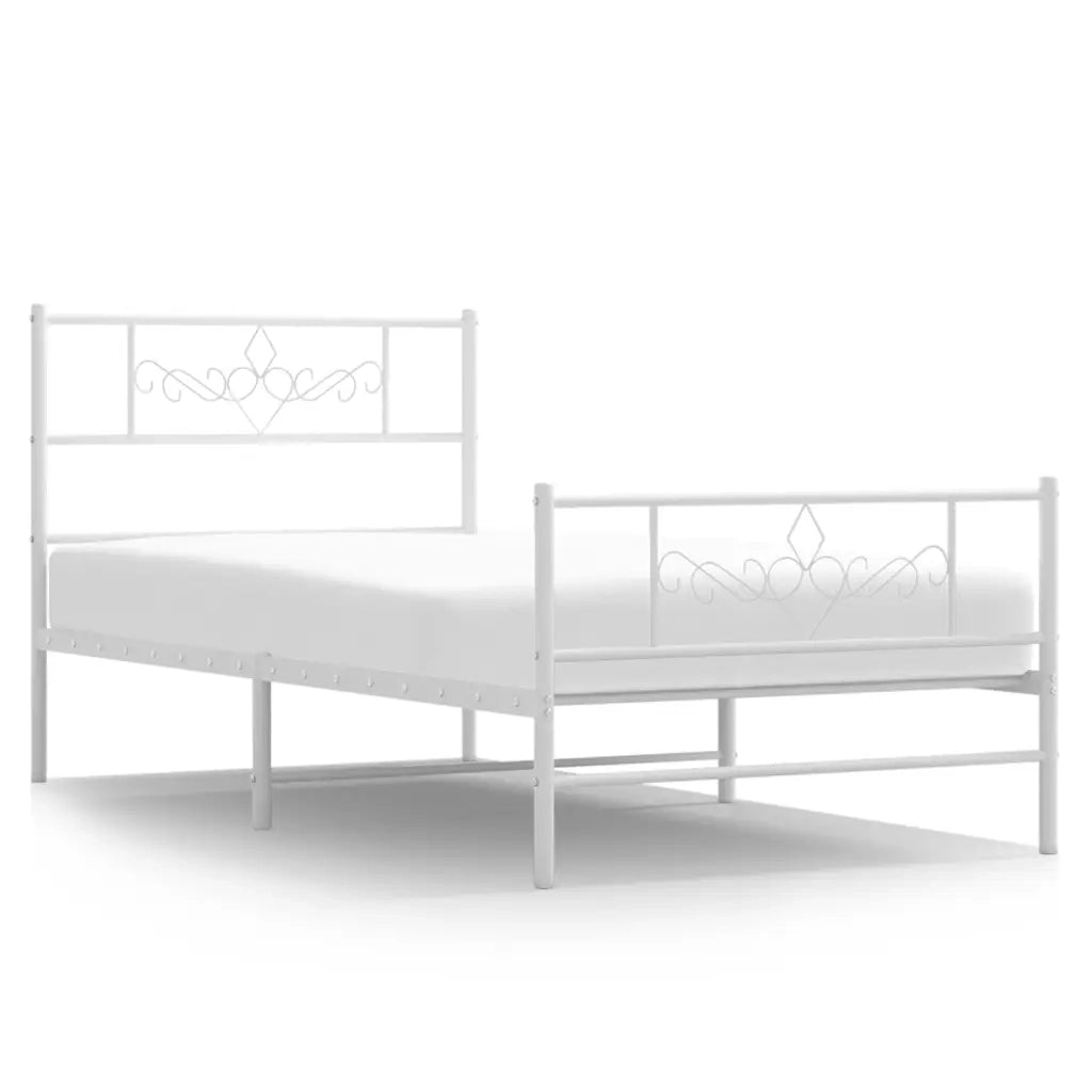 Giroletto con Testiera e Pediera Metallo Bianco 75x190 cm 355324