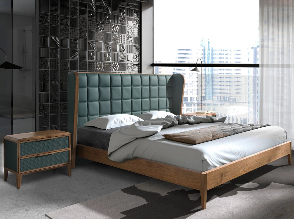 Comodino in pvc e noce verde scuro
