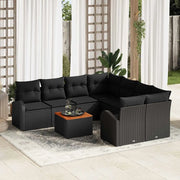 Set Divano da Giardino con cuscino 9 pcs Nero polyrattan 3347562