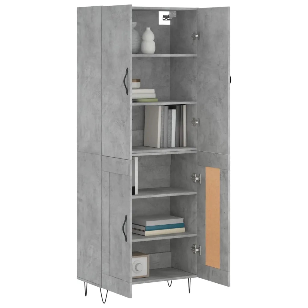 vidaXL Credenza Grigio Cemento 69,5x34x180 cm in Legno Multistrato