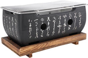 Grill a BBQ XL stile Giapponesi per Campeggio - Barbecue da trasporto a carbone con piatto da tavolo - Griglia rettangolare con base per barbecue da tavolo Giapponese - Requisiti per barbecue da tavolo Giapponese - Barbecue.