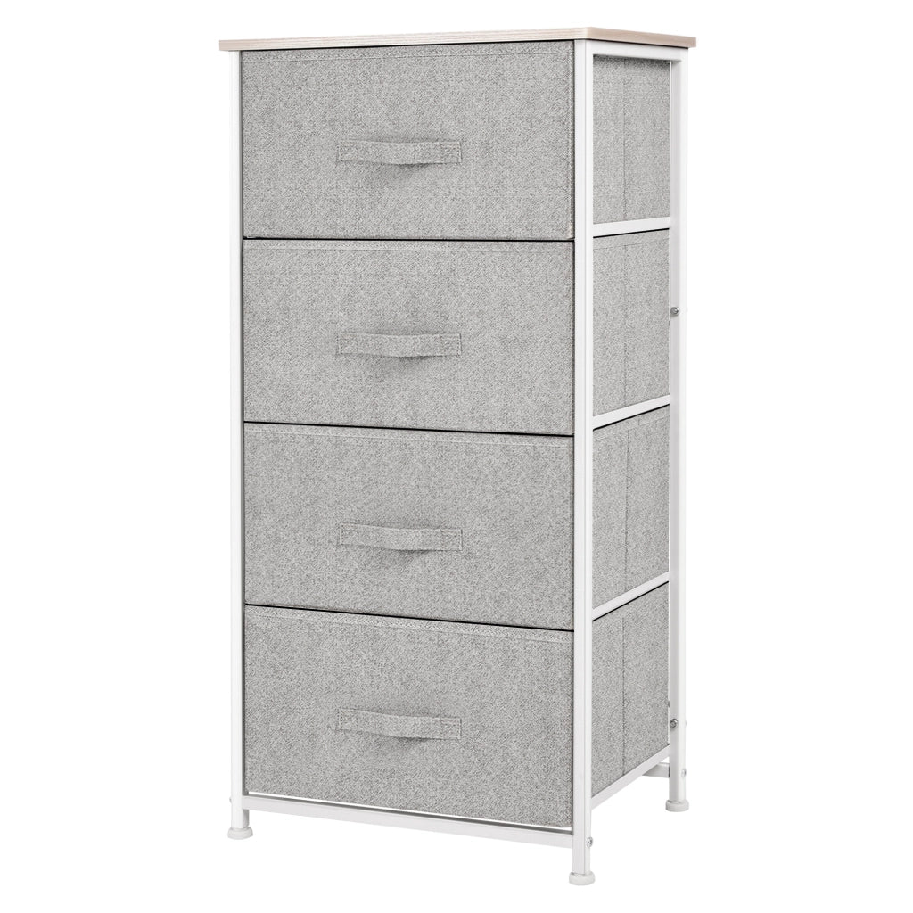 Cassettiera 4 Cassetti Tessuto Grigio ¨C Zephmum ¨C 45x30x92 cm