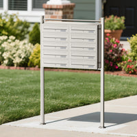 Cassetta postale condominiale autoportante, 10 posti, acciaio inox, 945 x 270 x 1500 mm, 2 moduli