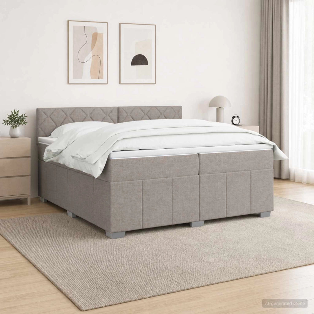 Letto box spring con materasso Tortora 200 x 200 cm Tessuto 3452765