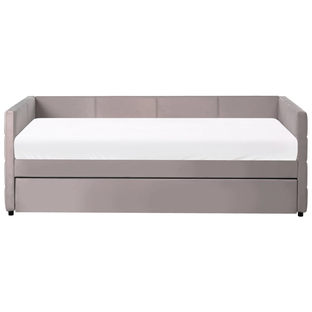 Letto singolo con secondo letto a scomparsa in velluto e telaio con doghe grigio chiaro 90x200cm camera da letto cameretta