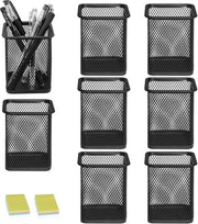 Penne per ufficio, 8-pack astuccio per penne, penne metalliche, penne multifunzionali, penne per bambini, organizzatore per ufficio, contenitore per penne e matite per ufficio (nero)