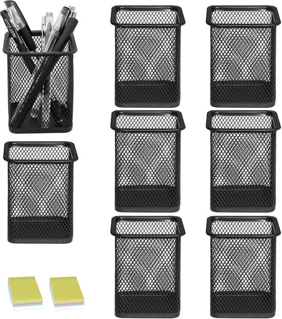 Penne per ufficio, 8-pack astuccio per penne, penne metalliche, penne multifunzionali, penne per bambini, organizzatore per ufficio, contenitore per penne e matite per ufficio (nero)