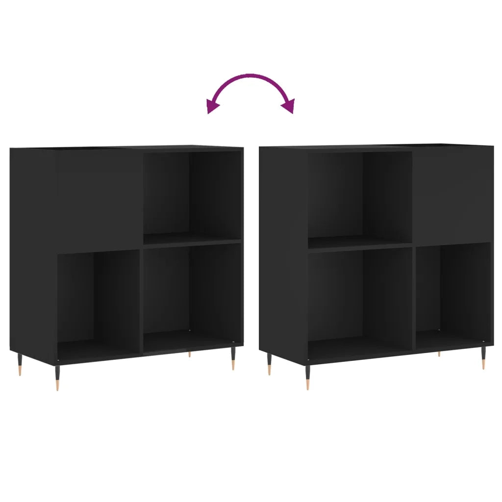 Mobile porta dischi classico per soggiorno 84,5 x 38 x 89 cm legno composito nero 02_0049160