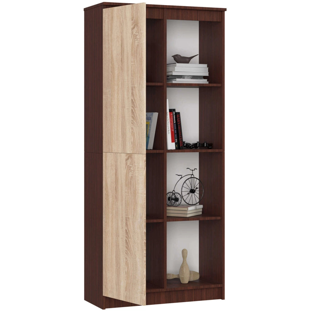 Armadio da ufficio AKORD R80 Wengé 80 cm 1 anta inserto frontale Sonoma Quercia 80x35x180 cm