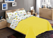 Completo Lenzuola Letto 100% Cotone Disegno Pesciolini Colorati RP Made In Italy Fantasia Marina Estiva - Piazza E Mezza - Pesciolini