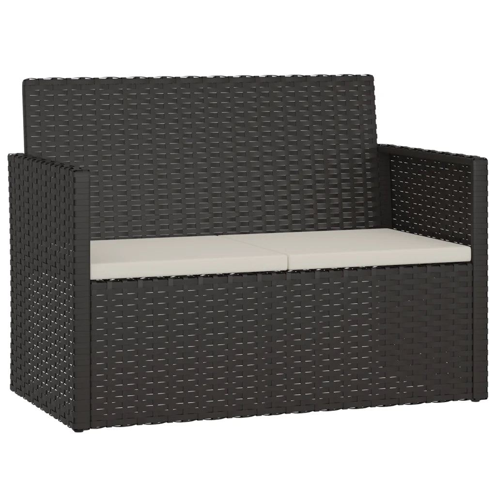Set Salotto da Esterno 4 pz con Cuscini in Polyrattan Nero 319194