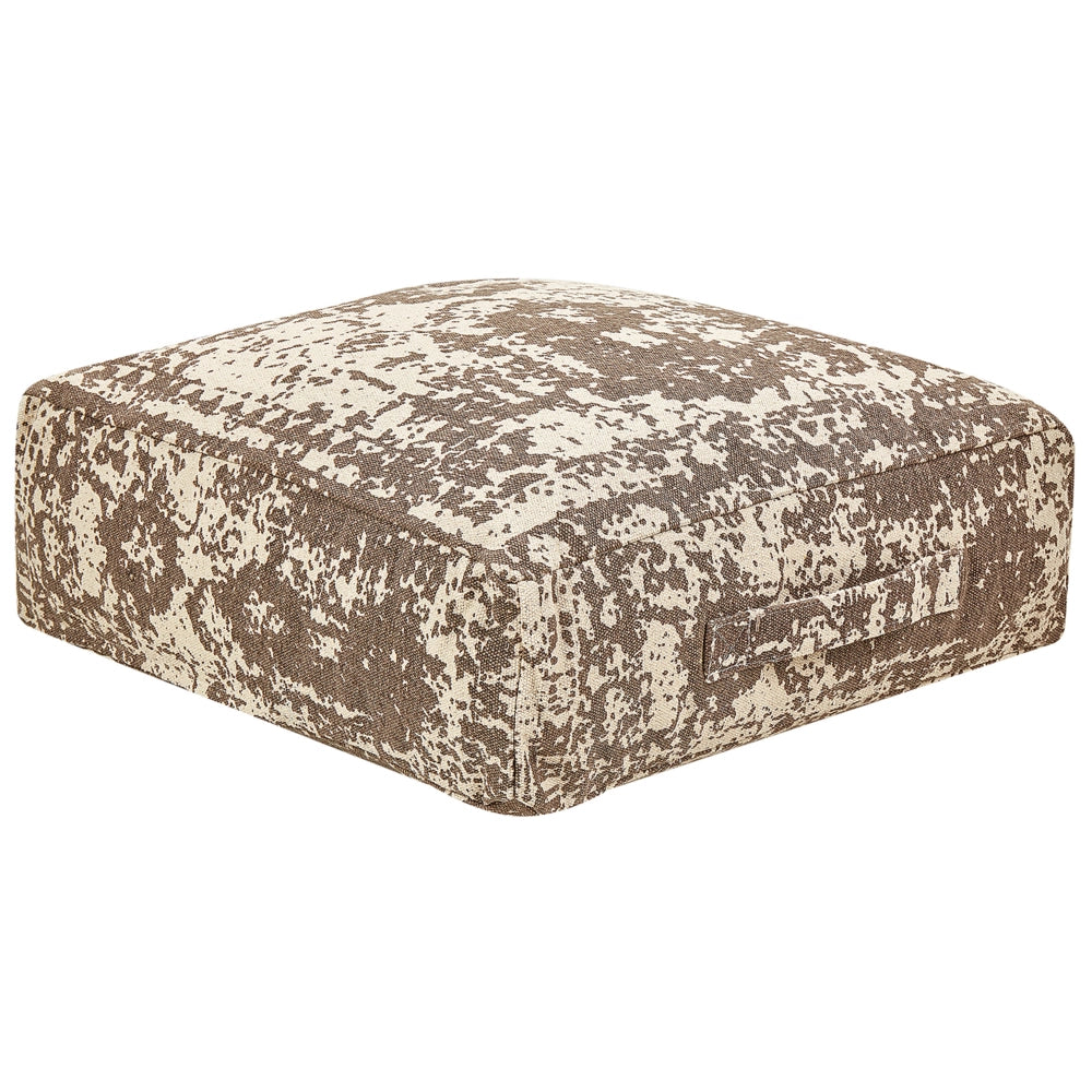 Cuscino di seduta quadrato in cotone con motivo astratto beige e marrone 50 x 20 cm soggiorno salotto moderno classico