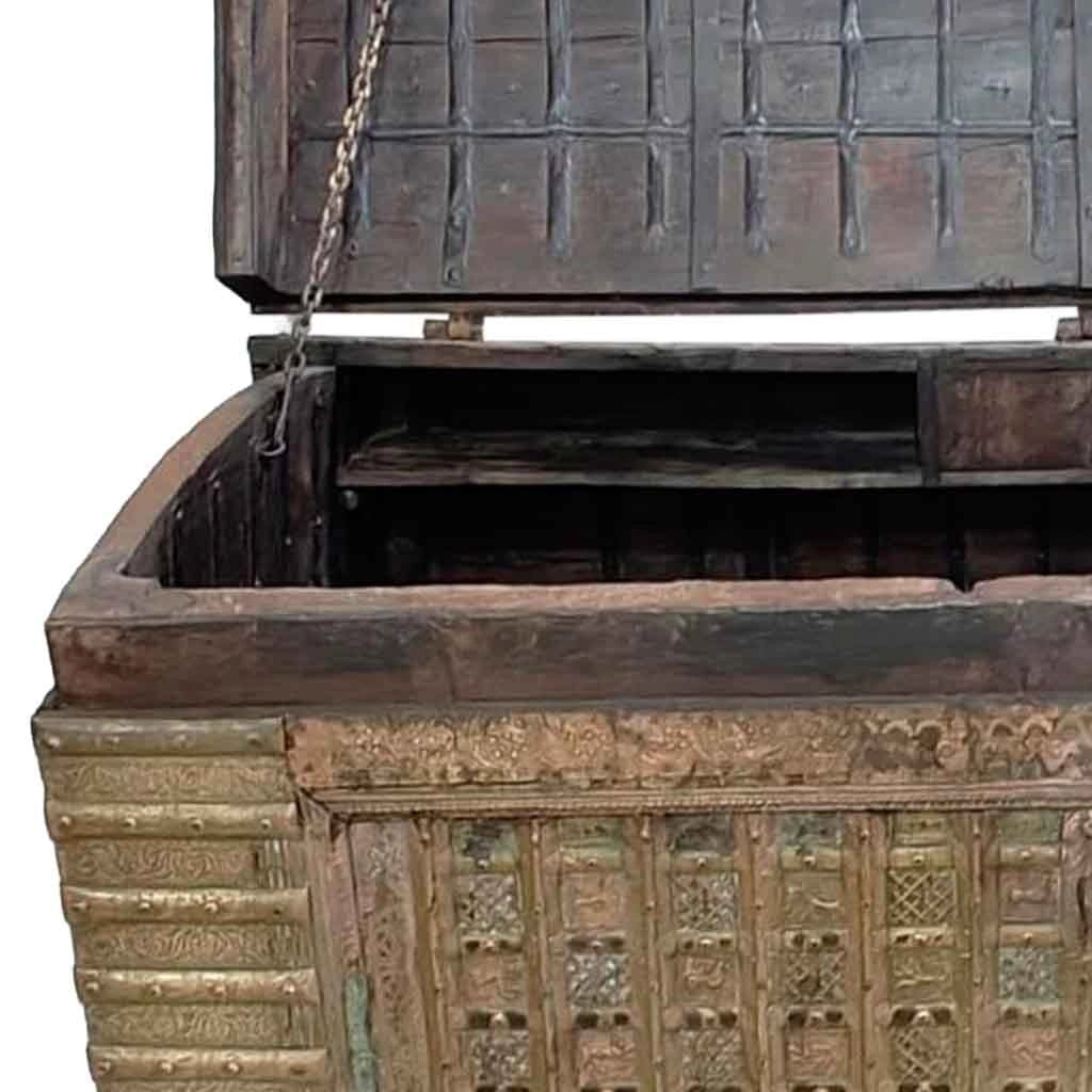Baule in legno e metallo, artigianale marrone, 166x94x104h cm
