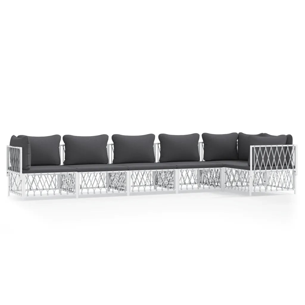 Set Salotto da Giardino 6 pz con Cuscini in Acciaio Bianco 3186876