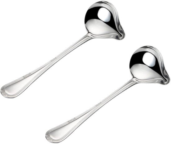 Due cucchiai in acciaio inossidabile a forma di anatra con cucchiaio per salsine e cucchiaio con beccuccio per servire salse