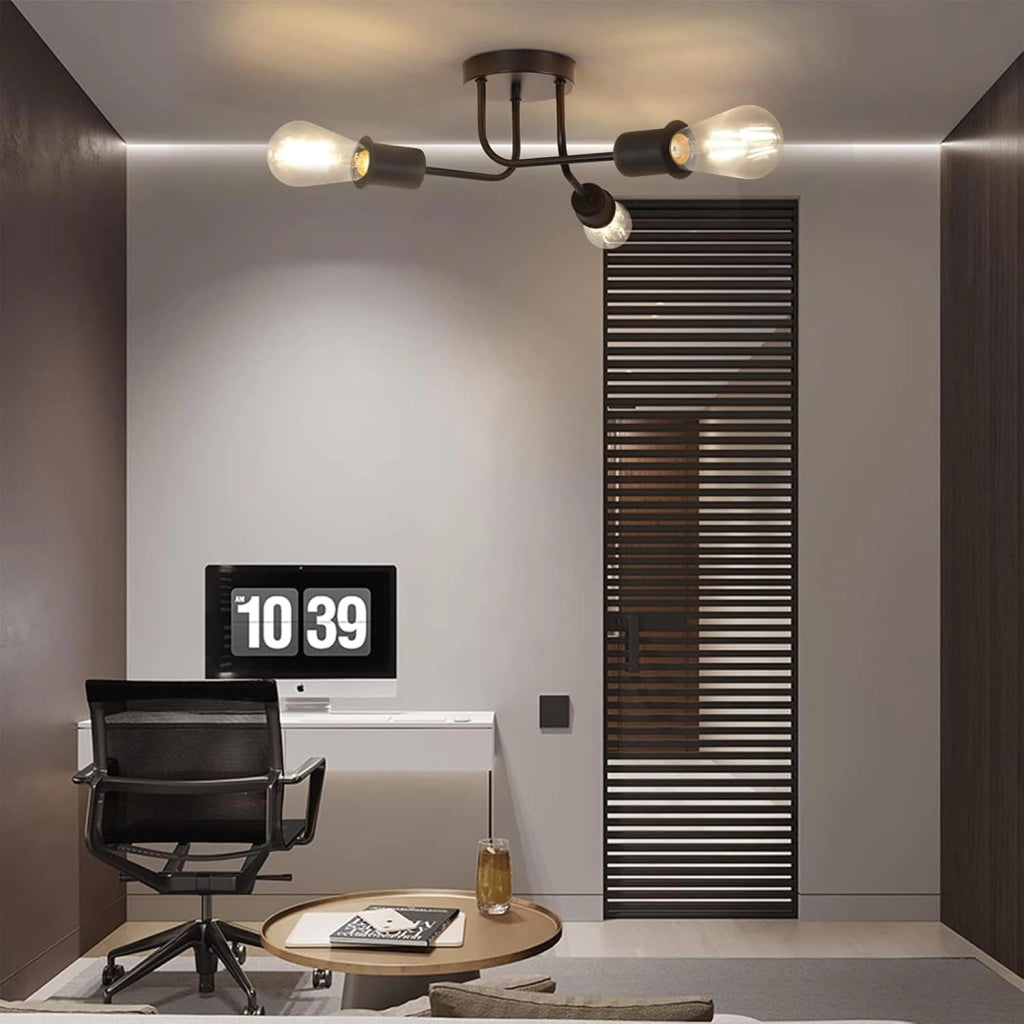 ZMH Lampada da soffitto vintage nera E27 stile industriale per interni