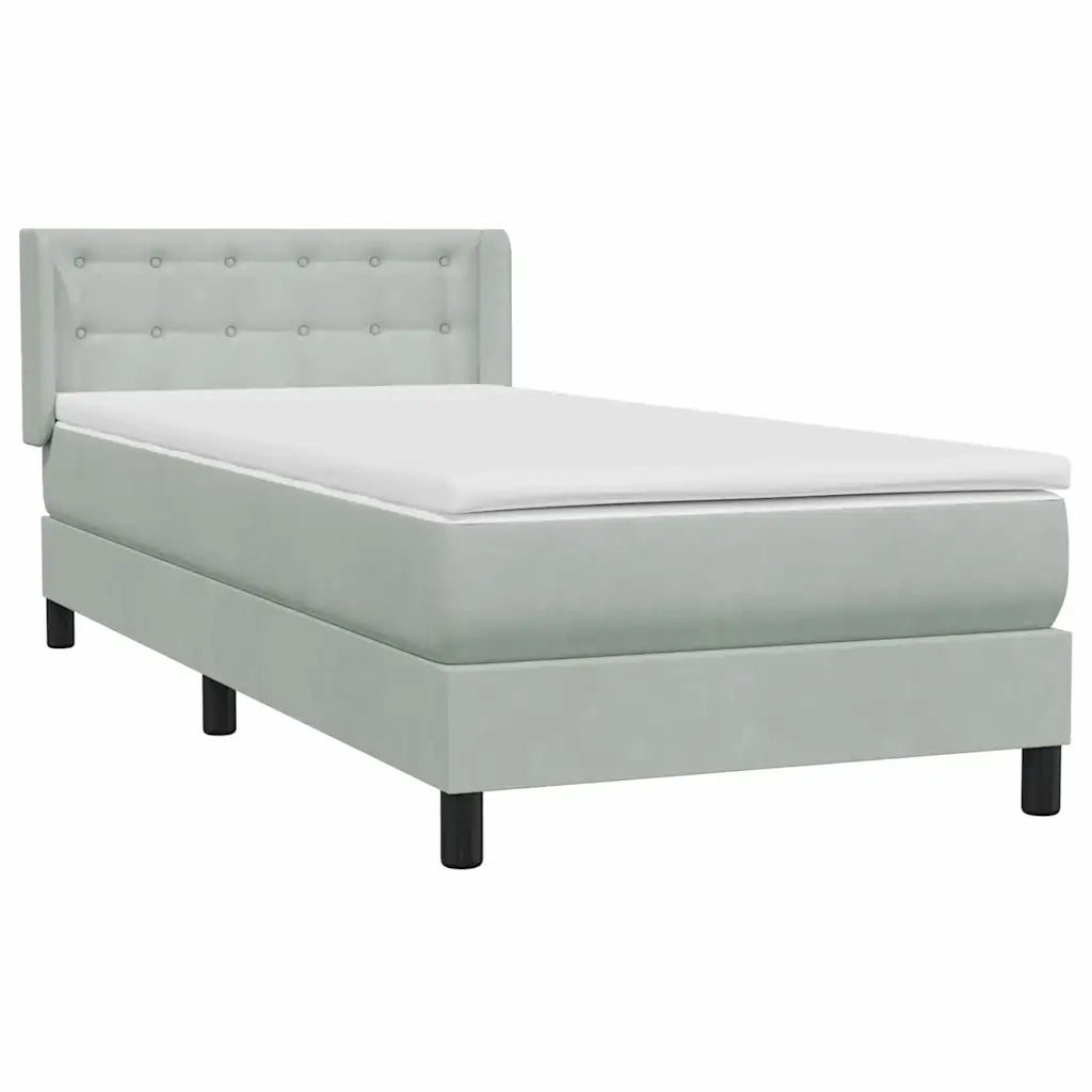 Giroletto a Molle con Materasso grigio chiaro 90x210 cm Velluto 3318435