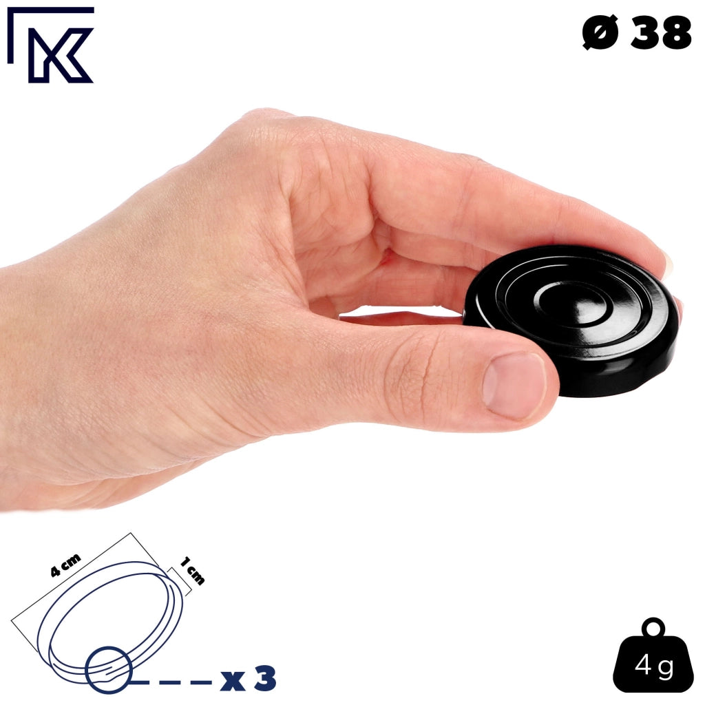KADAX Tappi per Bottiglie Vasetti Tappo Coperchio Fi38 50pz 3 Ganci