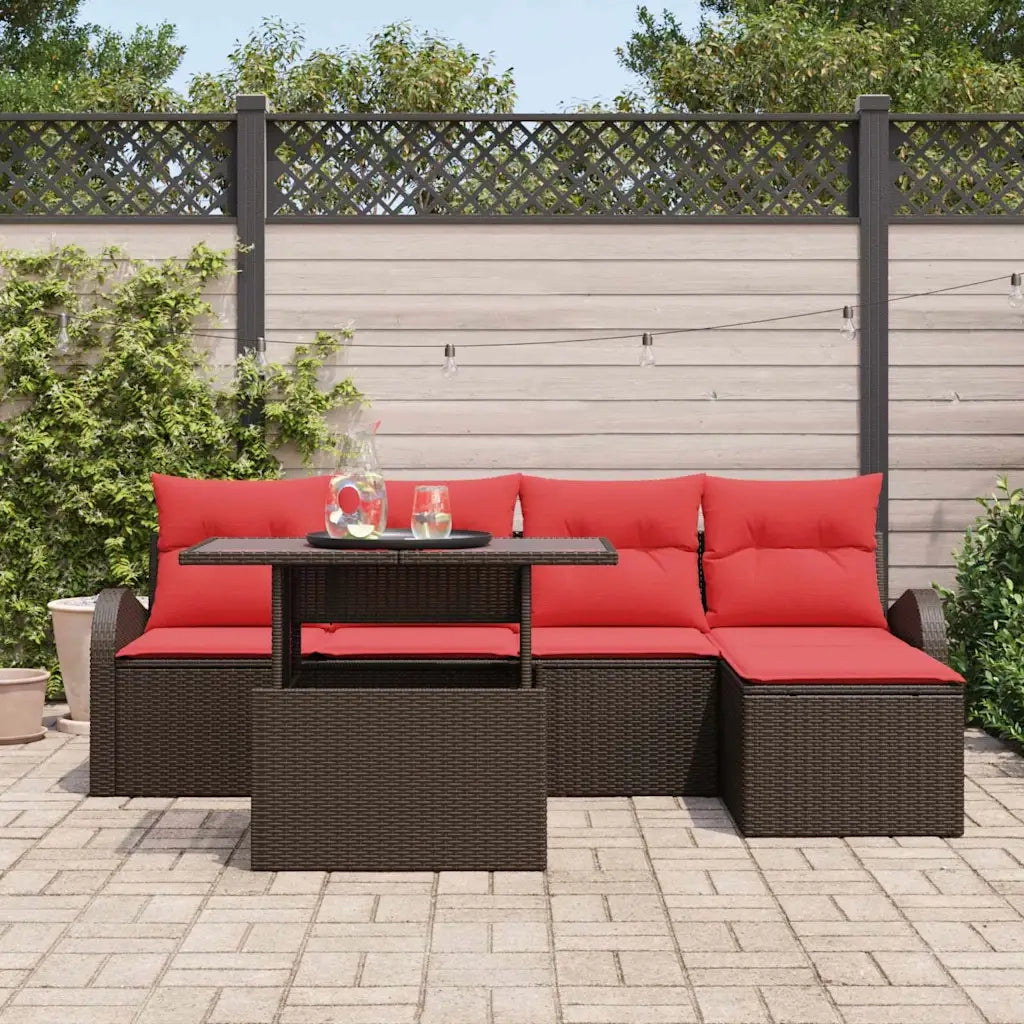 Set Divano da Giardino 6 pcs Marrone polyrattan