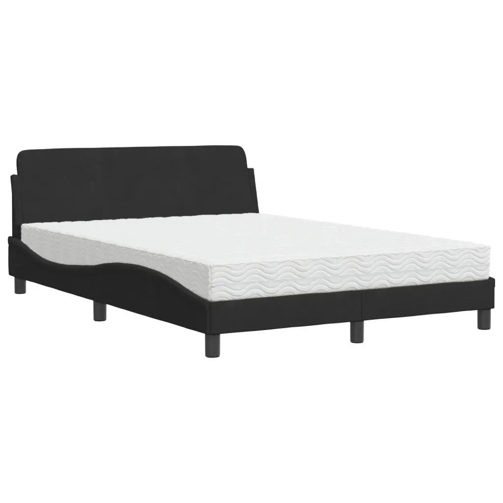 Letto con Materasso Dover Nero 140x190 cm in Velluto 3208393