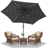 Parasole da giardino - 270CM - Parasole - Giardino - con LED - UV50+ - 30° Inclinabile - Impermeabile - Parasole per balcone - Parasole a vento - Grigio