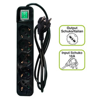 Tecnoware FMP5GIG prolunghe e multiple 1,5 m 5 presa(e) AC Interno Nero, Verde