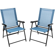 Set di 2 sedie da giardino pieghevoli 65 x 60 x 93 cm comfort ergonomico design moderno metallo blu 20_0012419