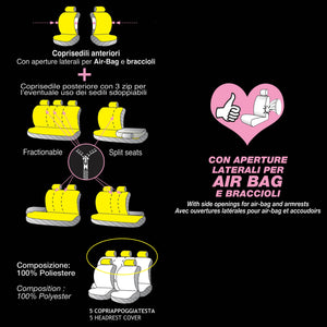 Set Coprisedili Anteriori e Posteriori Universali in Poliestere e Spugna Butterfly Grigi