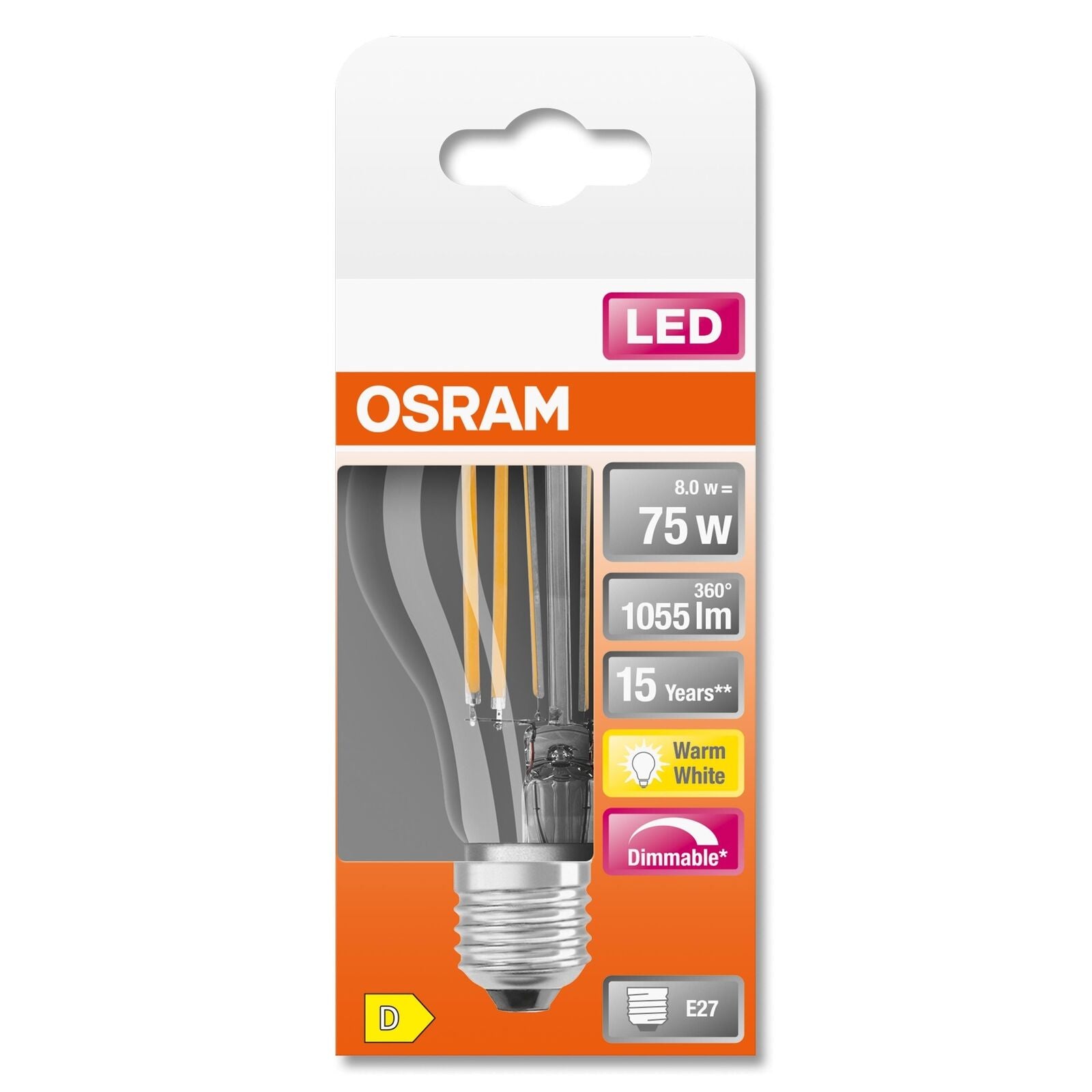 Osram SUPERSTAR lampada LED Bianco caldo 2700 K 9 W E27 D