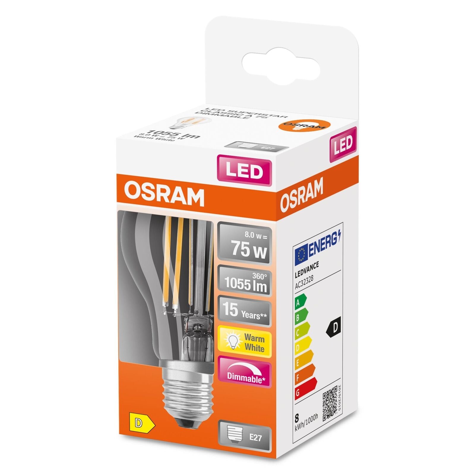 Osram SUPERSTAR lampada LED Bianco caldo 2700 K 9 W E27 D