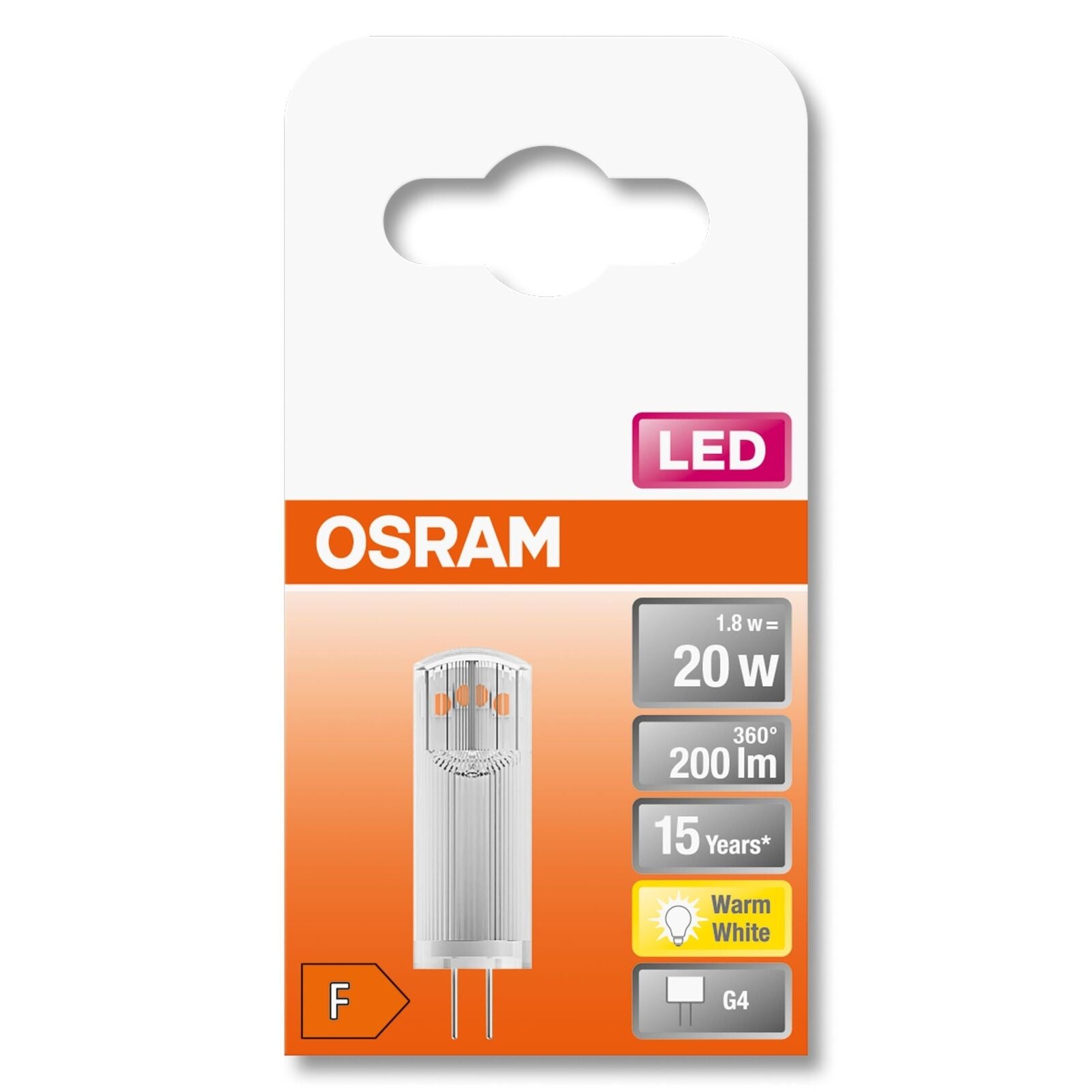 Osram STAR lampada LED Bianco caldo 2700 K 1,8 W G4 F