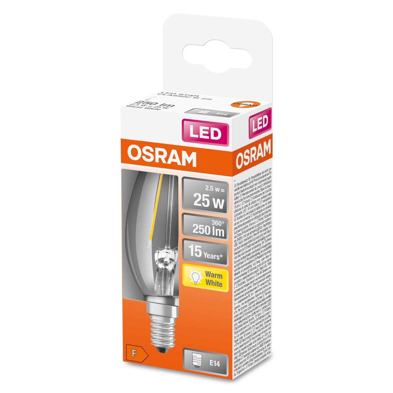 Osram STAR lampada LED Bianco caldo 2700 K 2,5 W E14 F