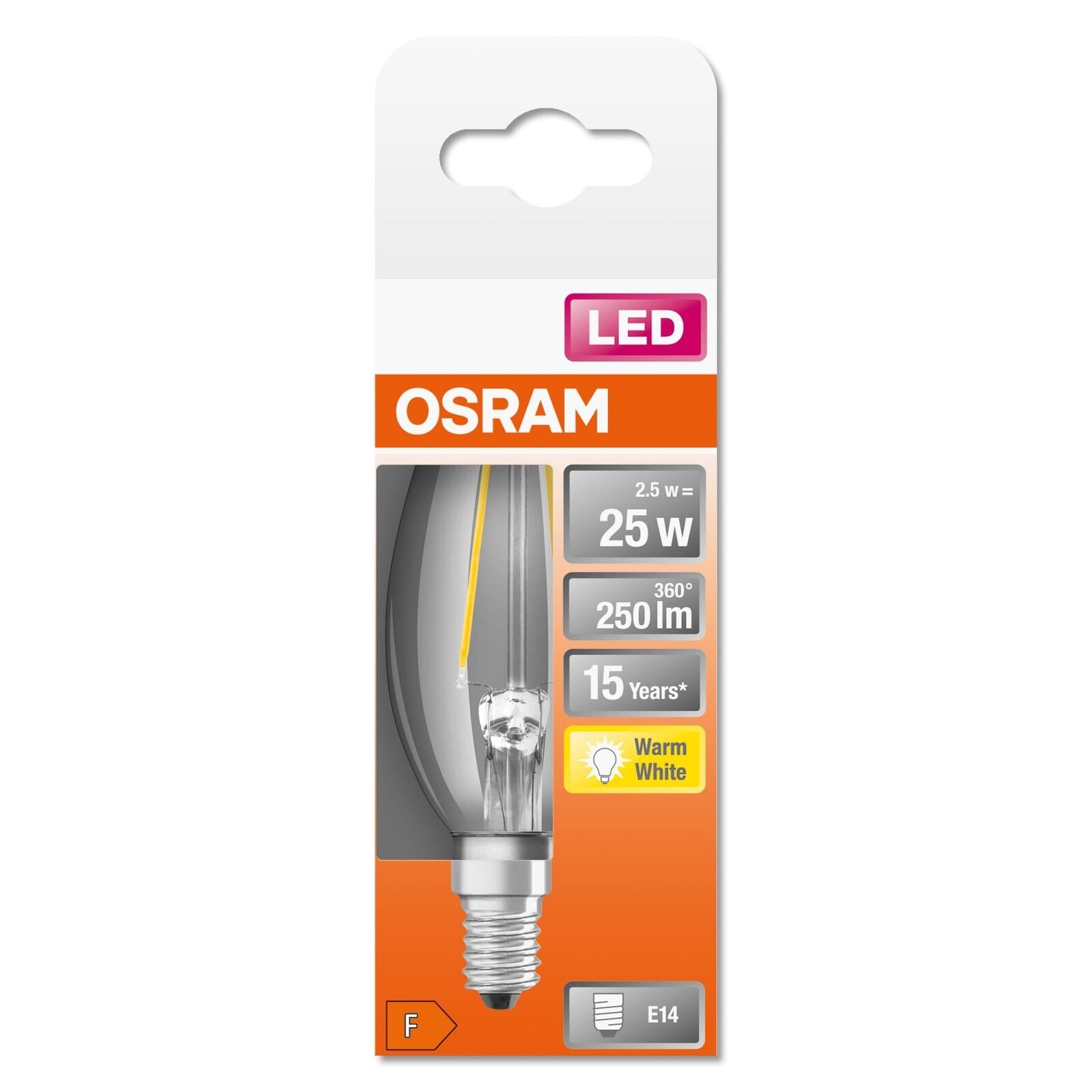 Osram STAR lampada LED Bianco caldo 2700 K 2,5 W E14 F