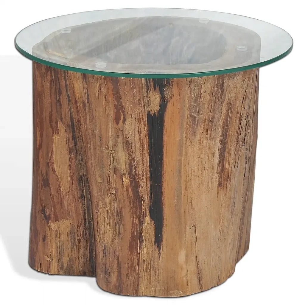 Tavolino da Salotto-Tavolino da soggiorno-Tavolo in Legno di Teak e Vetro 50x40 cm