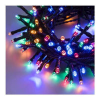 Luci di Natale con 200 Led Multicolor 8Mt Cavo Scuro 3Mt e Trasformatore per Interno e Esterno con giochi luce