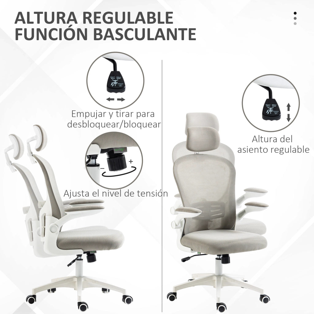 Sedia da ufficio con rete ¨C zephmum ¨C grigio 62x64x120 cm