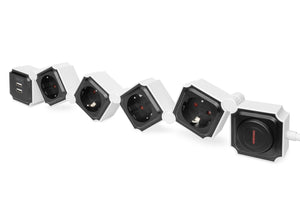 Digitus Presa multipla flessibile da 4 con 2 attacchi USB e interruttori
