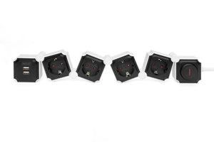 Digitus Presa multipla flessibile da 4 con 2 attacchi USB e interruttori