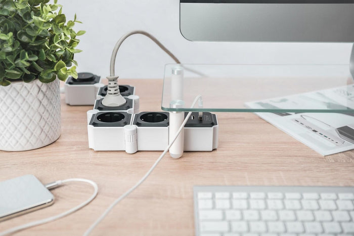 Digitus Presa multipla flessibile da 4 con 2 attacchi USB e interruttori