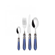 ALADDIN Ghiera Argento Anticato, Posate Set 24 Pz, Scatola Ghiera: Argento, Colore: Blu
