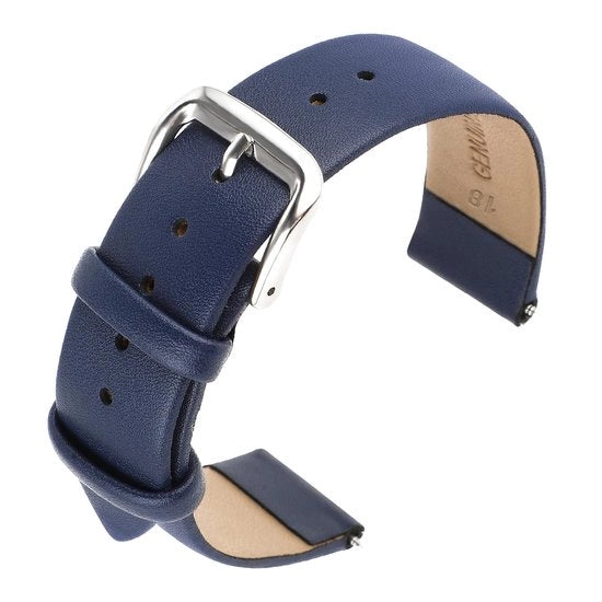 Cinturino orologio in pelle di vitello morbida - Rilascio rapido - Cinturino di riserva universale - Chiusura in acciaio inossidabile - 18/20/22 mm - Incluso pennello per orologio - Cinturino orologio
