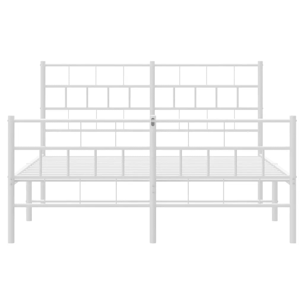 Giroletto con Testiera e Pediera-Struttura Letto Metallo Bianco 135x190 cm 219042