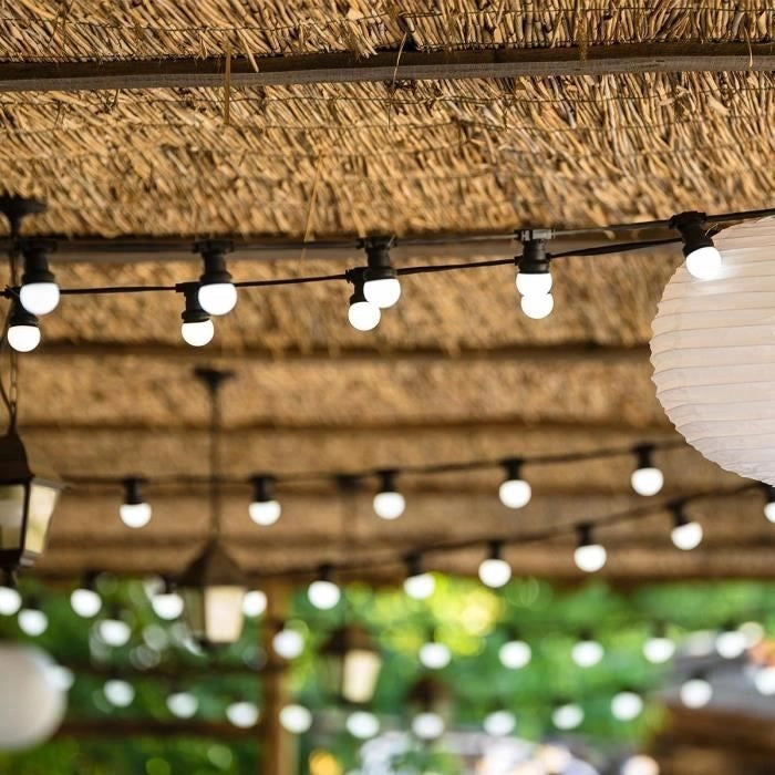 Ghirlanda di luci solari - LUMISKY - PARTY MILKY SOLAR - 5,70 m - 8 modalità - 10 globi LED bianco caldo